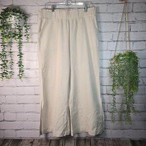 KISS & CRY WOMENS LINEN BLEND WIDE LEG PANT SIDE SPLIT ELASTIC WAIST SIZE XL
